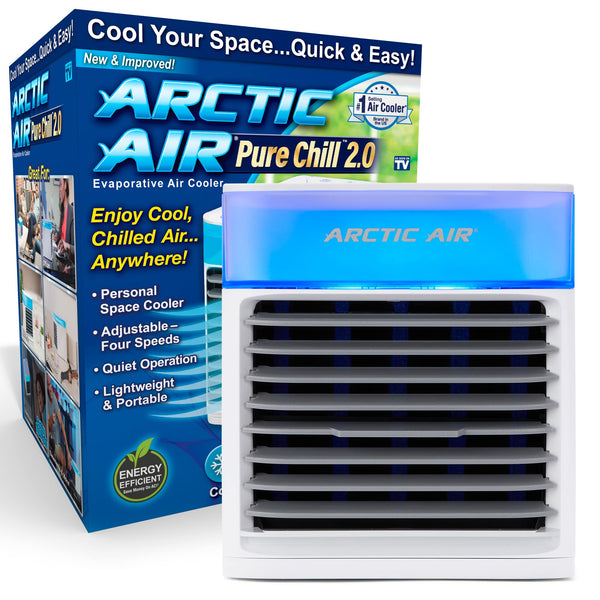 Arctic Air Pure Chill 2.0 - Enfriador de aire evaporativo de Ontel - Potente, silencioso, ligero y portátil con tecnología Hydro-Chill para dormitorio, oficina, sala de estar y más