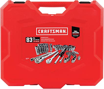 CRAFTSMAN Juego de herramientas mecánicas, SAE / métrico, unidad de 1/4 pulgadas, 83 piezas (CMMT12021)