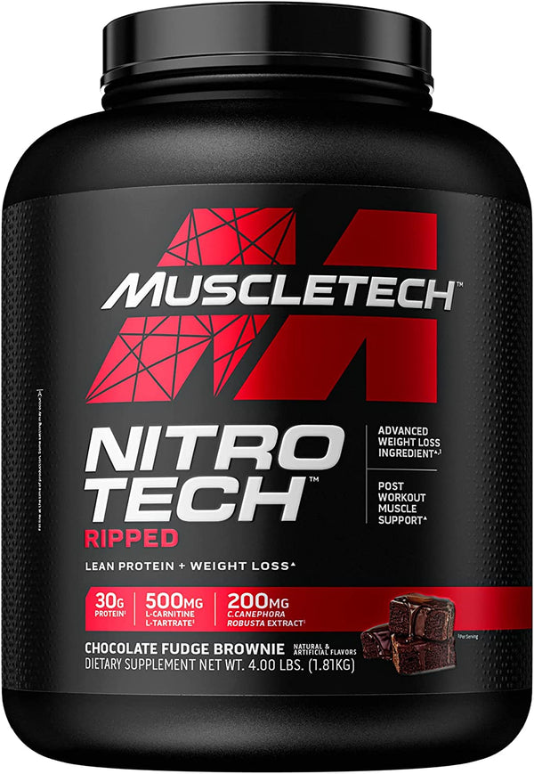 Nitro Tech Mezcla de péptidos y proteína aislada de suero de leche Muscletech Vainilla 4 Libras