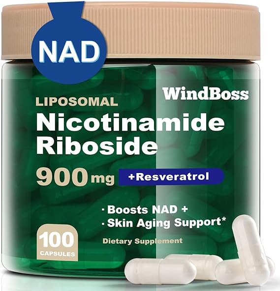 Cápsulas de suplemento NAD+ - Cápsulas de ribósido de nicotinamida liposomal 900 mg con resveratrol y quercetin - para antienvejecimiento, energía