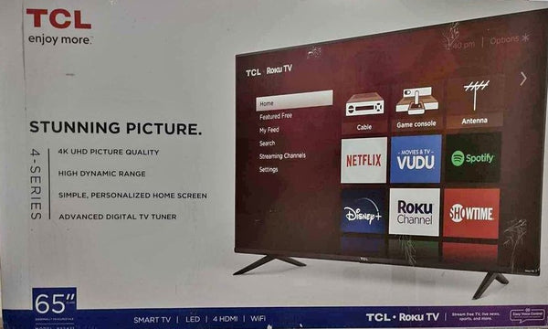 Pantalla TCL 65" 4K Smart TV LED 65S443-MX Roku TV